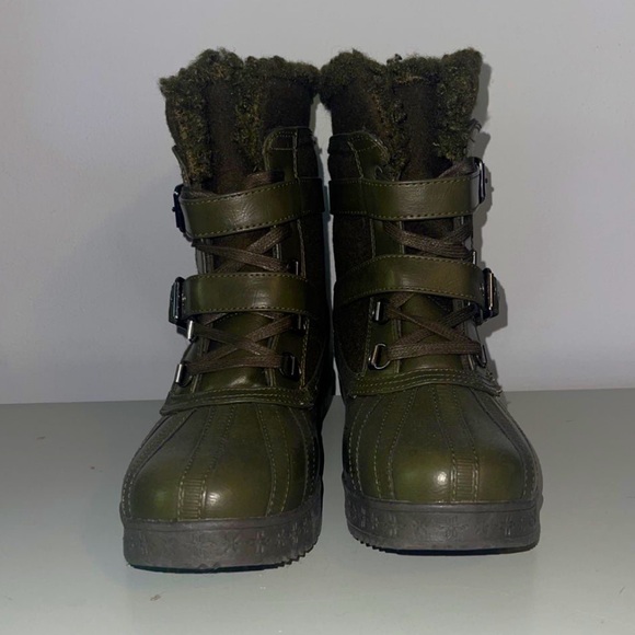 Show Dazzle Green Lace Up Rain/Snow Boots - Picture 2 of 3